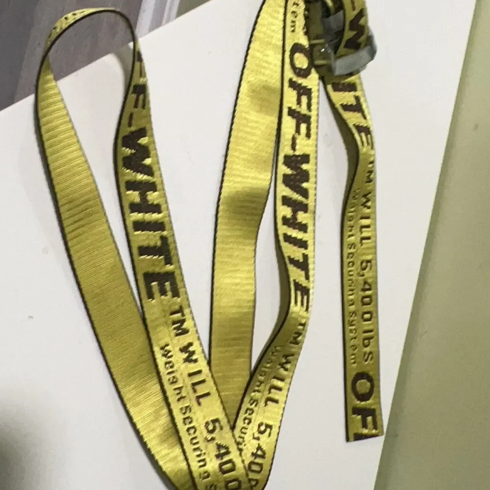 OFF-WHITE Industrial Belt Yellow Black Nylon Webbing Metal Buckle